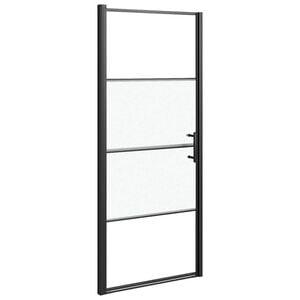 vidaXL Ușă de duș, negru, 81x195 cm, sticlă securizată semi-mată