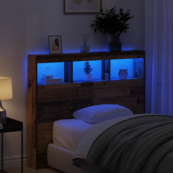 vidaXL Tăblie cap cu raft Lemn Vechi 120 x 17 x 102 cm Lemn compozit