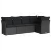 vidaXL Set mobilier de grădină cu perne, 5 piese, negru, poliratan