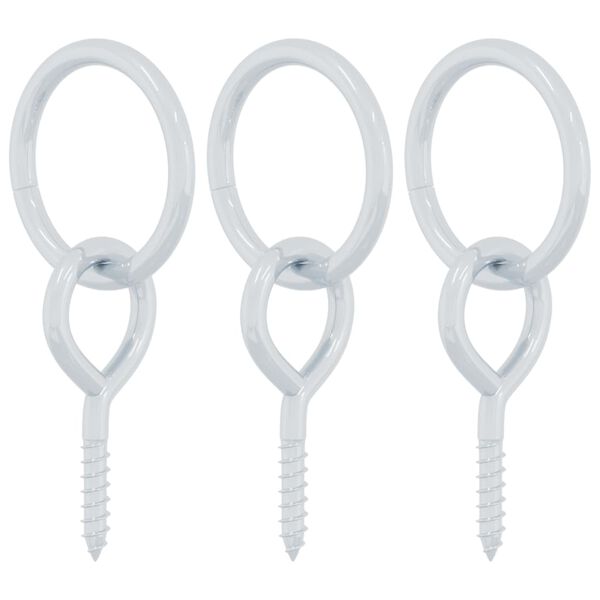 vidaXL Inele de prindere cu șuruburi și ocheți, 3 buc., argintiu, oțel