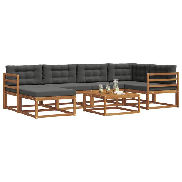 vidaXL Set de canapele de exterior cu pernă 7 pcs Natural și Antracit