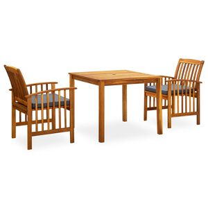 vidaXL Set mobilier de grădină cu perne, 3 piese, lemn masiv salc&acirc;m