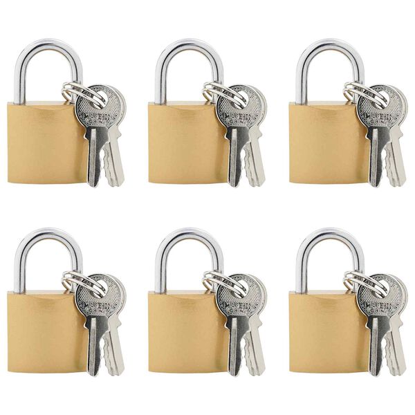 vidaXL U Lock cu Chei 6 pcs Alamă Fier