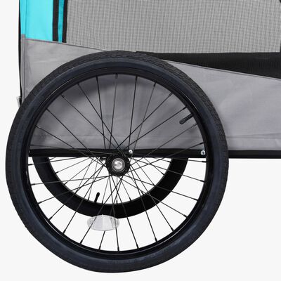 vidaXL Remorcă bicicletă & cărucior 2-în-1 animale, albastru și gri