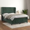 vidaXL Pat box spring cu saltea, verde &icirc;nchis, 140x190 cm, catifea