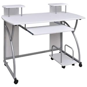 vidaXL Birou de computer, alb, 110x52x88,5 cm, lemn prelucrat