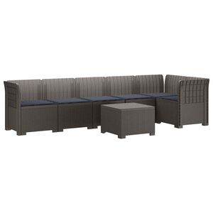 vidaXL Canapea de grădină pentru 6 persoane cu perne aspect ratan PP