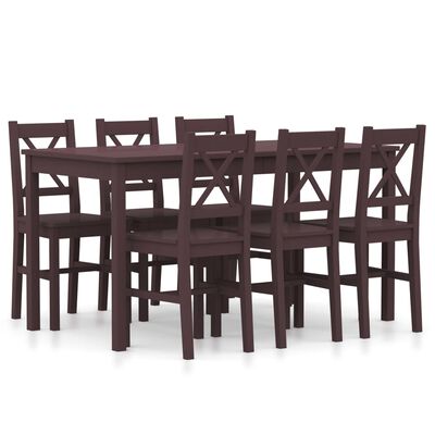 vidaXL Set mobilier de bucătărie, 7 piese, maro închis, lemn de pin
