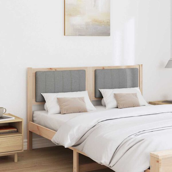 vidaXL Tăblie tapițată cu headboard Maro 135 cm Lemn de pin masiv