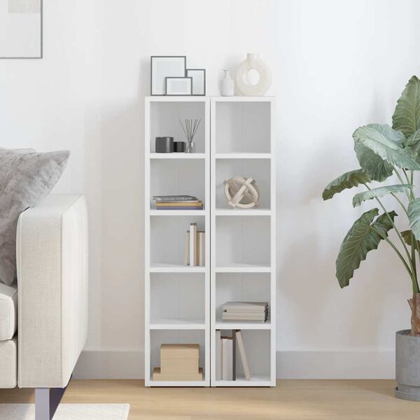 vidaXL Dulapuri CD-uri, 2 buc., alb, 21 x 16 x 93,5 cm, PAL