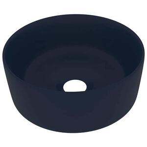 vidaXL Chiuvetă baie lux albastru &icirc;nchis mat 40x15 cm ceramică rotund
