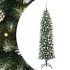 vidaXL Copac Artificial Slăb de Crăciun Verde și alb 210 cm