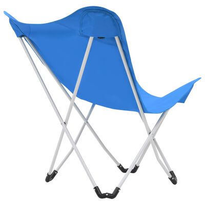 vidaXL Scaune de camping tip fluture, 2 buc., albastru, pliabil