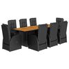vidaXL Set mobilier de grădină cu perne, 9 piese, negru, poliratan