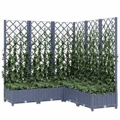 vidaXL Jardinieră de grădină cu spalier,gri închis,120x120x121,5cm, PP