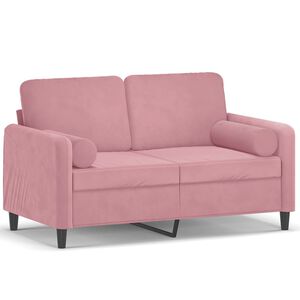 vidaXL Canapea cu 2 locuri cu pernuțe, roz, 120 cm, catifea