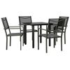 vidaXL Set mobilier de grădină, 5 piese, negru, oțel și textilenă