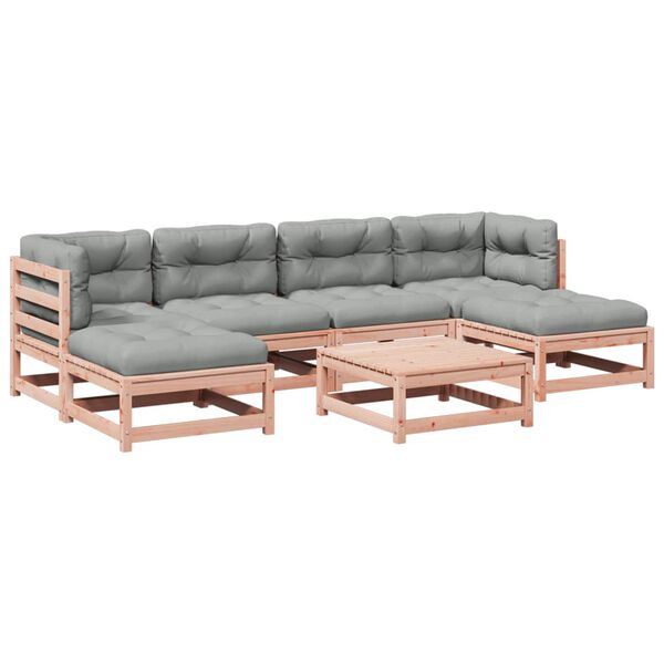 vidaXL Set canapele grădină cu perne, 7 piese, lemn masiv brad douglas