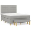 vidaXL Pat box spring cu saltea, gri deschis, 140x190 cm, textil
