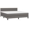 vidaXL Pat box spring cu saltea, gri, 180x200 cm, piele ecologică