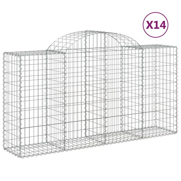 vidaXL Coșuri gabion arcuite 14 buc, 200x50x100/120cm, fier galvanizat