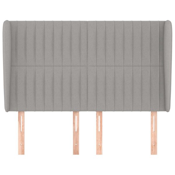 vidaXL Tăblie de pat cu aripioare gri deschis 147x23x118/128 cm textil