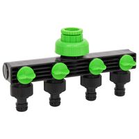 vidaXL Adaptor pentru robinet 4 căi verde/negru 19,5x6x11 cm ABS și PP