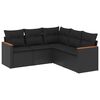 vidaXL Set mobilier de grădină cu perne, 5 piese, negru, poliratan