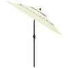 vidaXL Umbrelă de grădină 3 niveluri, stâlp aluminiu, nisipiu, 2,5 m