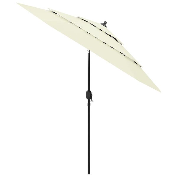 vidaXL Umbrelă de grădină 3 niveluri, stâlp aluminiu, nisipiu, 2,5 m