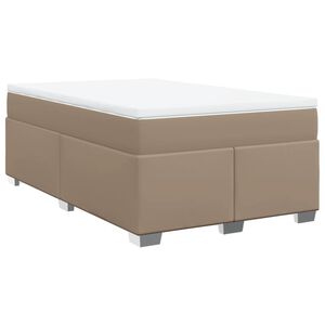 vidaXL Pat box spring cu saltea, cappuccino, 120x200cm piele ecologică