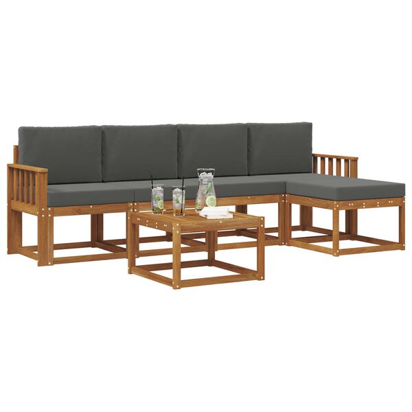 vidaXL Set de canapele de exterior cu pernă 6 pcs Natural și Antracit