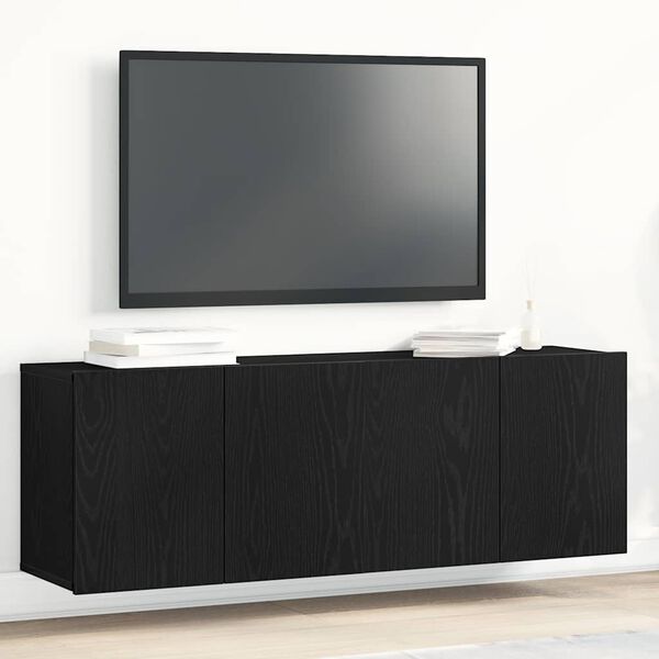 vidaXL Mobilier TV 2 buc., stejar negru, 120x30x41 cm, lemn stratificat