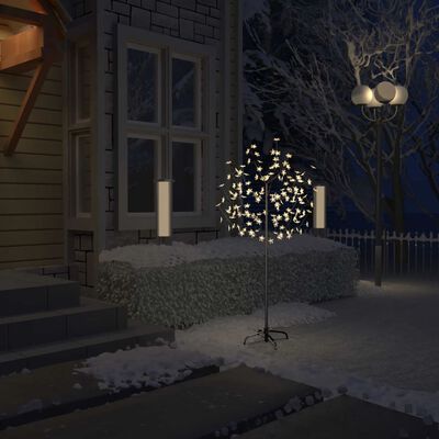vidaXL Pom Crăciun, 120 LED-uri alb cald, flori de cireș, 150 cm