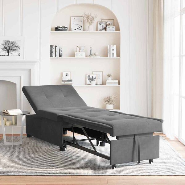 vidaXL Canapea extensibilă Gri &icirc;nchis 194 x 67 x 82 cm Microfibră