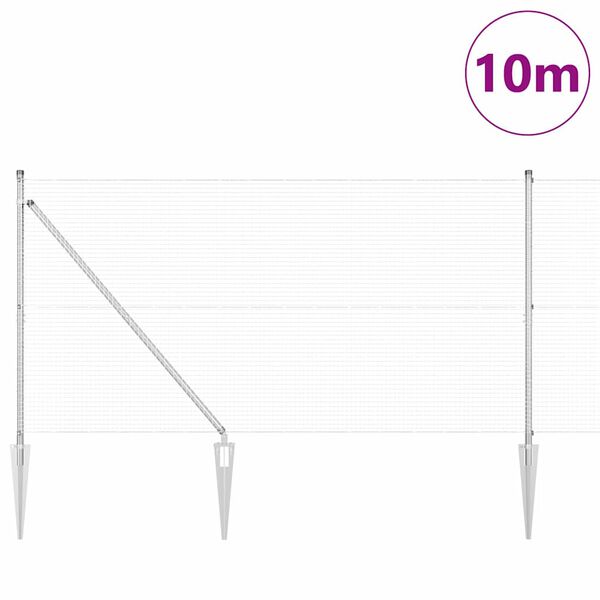 vidaXL Îngrădire cu stâlpi Argintiu 1.2 x 10 m Oțel