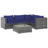 vidaXL Set mobilier de grădină cu perne, 5 piese, gri, poliratan