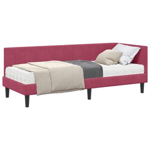vidaXL Cadru de pat colțar cu saltea cu headboard 2 pcs Verde Catifea