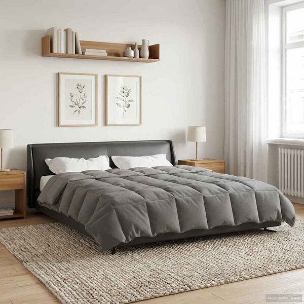 vidaXL Duvet complet pe tot parcursul anului Gri deschis 220 x 260 cm