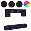 vidaXL Unități TV de perete cu LED 6 pcs Stejar Negru Lemn compozit