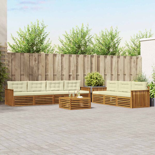 vidaXL Set de canapele de exterior cu pernă 8 pcs Natural și Crem