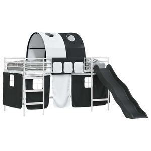 vidaXL Cadru de pat supraetajat pentru copii Alb și negru 90 x 200 cm