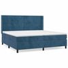 vidaXL Pat box spring cu saltea, albastru &icirc;nchis, 200x200 cm, catifea