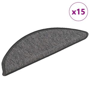 vidaXL Covorașe pentru scări, 15 buc., 56x17x3 cm, bej și gri, semirotunde