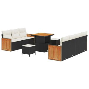 vidaXL Set de canapele pentru grădină 13 pcs Negru și Crem poliratan