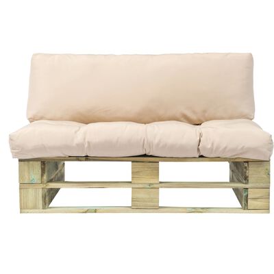 vidaXL Canapea din paleți de grădină, cu perne nisipii, lemn de pin