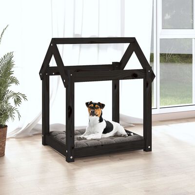 vidaXL Pat pentru câini, negru, 61x50x70 cm, lemn masiv de pin