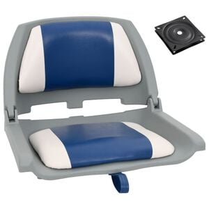 vidaXL Set scaun pliabil pentru barcă, 2 piese, cu pernă alb-albastru