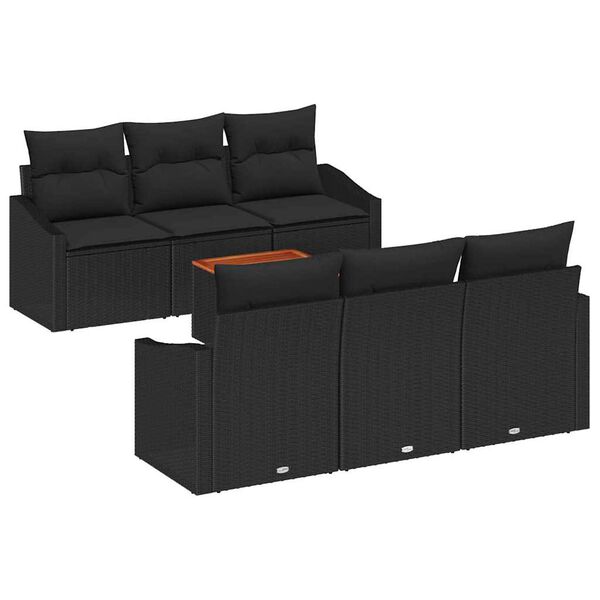 vidaXL Set de canapele pentru grădină 7 pcs Negru poliratan