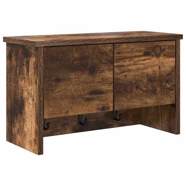 vidaXL Răcător de paltoane montat pe perete cu raft Stejar fumuriu